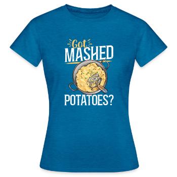 Purée de pommes de terre Purée de pommes de terre - T-shirt Femme - bleu saphir antique chiné - Devant - AI Model Female 172 dark (172cm)