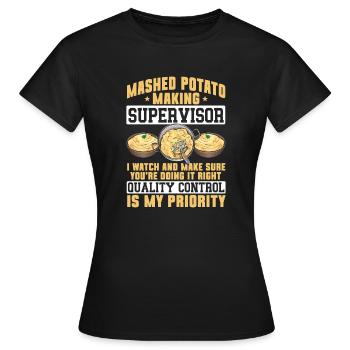 Purée de pommes de terre Purée de pommes de terre - T-shirt Femme - noir - Devant - AI Model Female 172 dark (172cm)