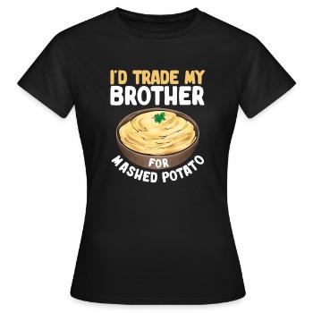 Purée de pommes de terre Purée de pommes de terre - T-shirt Femme - noir - Devant - AI Model Female 172 dark (172cm)