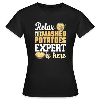 Purée de pommes de terre Purée de pommes de terre - T-shirt Femme - noir - Devant - AI Model Female 172 dark (172cm)