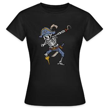 Dabbing Skeleton Pirate Halloween Costume Kids - Women's T-Shirt - black - Front - AI Model Female 172 dark (172cm)