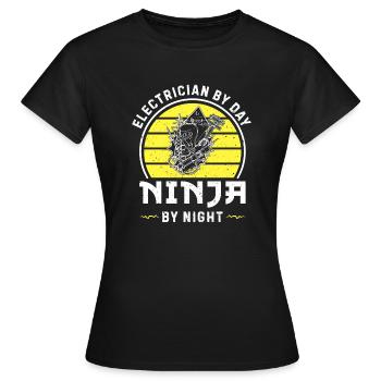 Électricien le jour ninja la nuit Métier de la lampe - T-shirt Femme - noir - Devant - AI Model Female 172 dark (172cm)