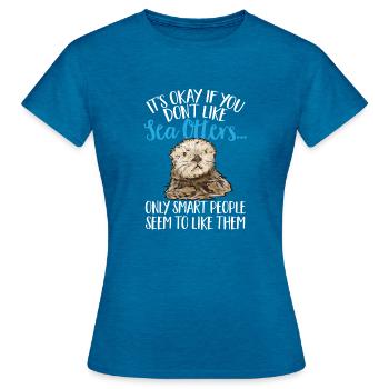 Seeotter - Frauen T-Shirt - Antikblaues Saphir meliert - Vorne - AI Model Female 172 dark (172cm)