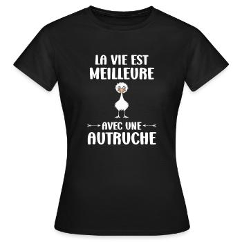 Humorvolles Strauß-Zitat - Frauen T-Shirt - Schwarz - Vorne - AI Model Female 172 dark (172cm)