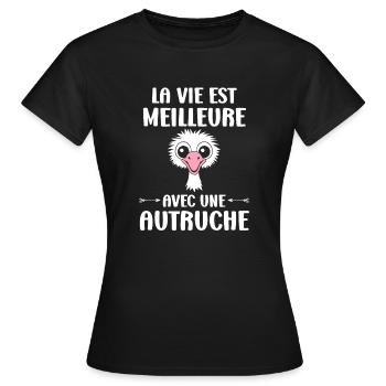 Humorvolles Strauß-Zitat - Frauen T-Shirt - Schwarz - Vorne - AI Model Female 172 dark (172cm)