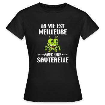 Humour sauterelle - T-shirt Femme - noir - Devant - AI Model Female 172 dark (172cm)