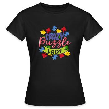 Crazy Puzzle Lady Jigsaw Puzzle pièce - T-shirt Femme - noir - Devant - AI Model Female 172 dark (172cm)