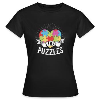 J’aime les puzzles pièce de puzzle - T-shirt Femme - noir - Devant - AI Model Female 172 dark (172cm)
