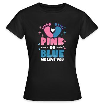 Baby-Ankündigung Geschlecht enthüllen Baby-Party - Frauen T-Shirt - Schwarz - Vorne - AI Model Female 172 dark (172cm)