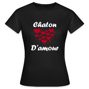 Chaton - T-shirt Femme - noir - Devant - AI Model Female 172 dark (172cm)