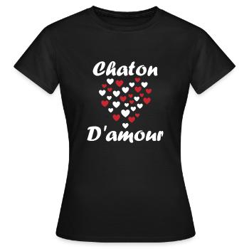 Chaton - T-shirt Femme - noir - Devant - AI Model Female 172 dark (172cm)