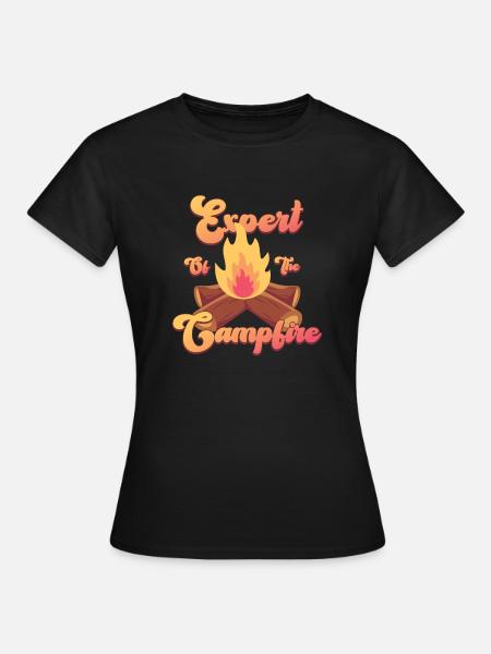Experte für Camping-Experten am Lagerfeuer - Frauen T-Shirt - Schwarz