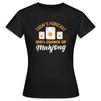 Mahjong-Spieler heutige Prognose Mahjong Chinesisch - Frauen T-Shirt - Schwarz - Vorne - AI Model Female 172 dark (172cm)