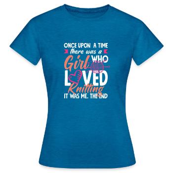 Lustiges Stricken Stricknadel Geschenk - Frauen T-Shirt - Antikblaues Saphir meliert - Vorne - AI Model Female 172 dark (172cm)