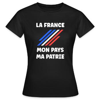 patriote la france mon pays ma patrie - T-shirt Femme - noir - Devant - AI Model Female 172 dark (172cm)