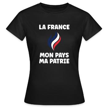 patriote la france mon pays ma patrie - T-shirt Femme - noir - Devant - AI Model Female 172 dark (172cm)