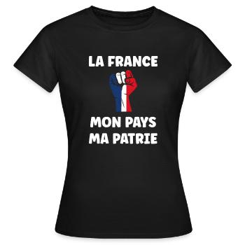 patriote la france mon pays ma patrie - T-shirt Femme - noir - Devant - AI Model Female 172 dark (172cm)