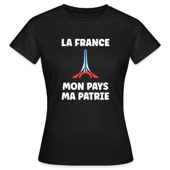 patriote la france mon pays ma patrie - T-shirt Femme - noir - Devant - AI Model Female 172 dark (172cm)