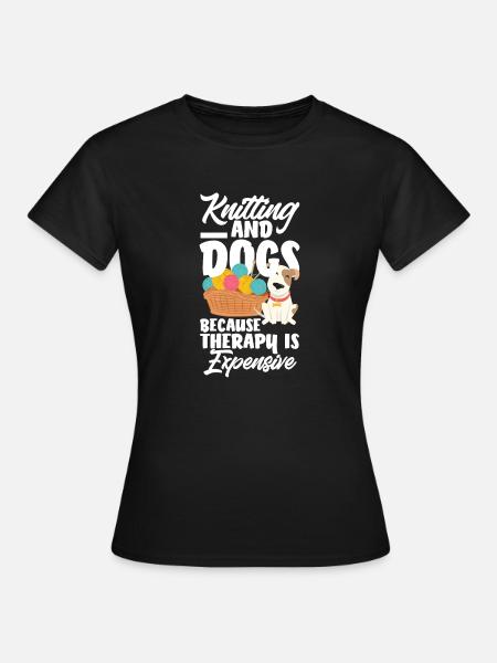 Lustiges Stricken Stricknadel Geschenk - Frauen T-Shirt - Schwarz
