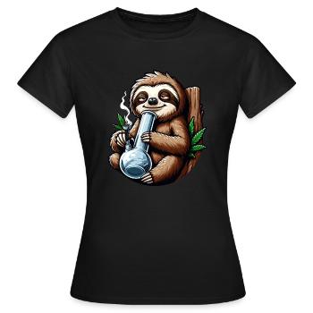Sloth with Bong Hemp Cannabis - Women's T-Shirt - black - Front - AI Model Female 172 dark (172cm)