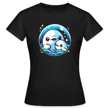Mother and baby belugawal marine mammal - Women's T-Shirt - black - Front - AI Model Female 172 dark (172cm)