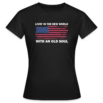 Livin dans le Nouveau Monde Vieille Âme - T-shirt Femme - noir - Devant - AI Model Female 172 dark (172cm)