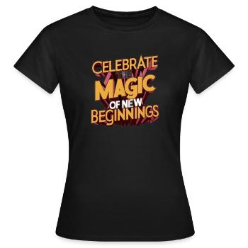 Célébrez la magie des nouveaux départs Impression artistique - T-shirt Femme - noir - Devant - AI Model Female 172 dark (172cm)