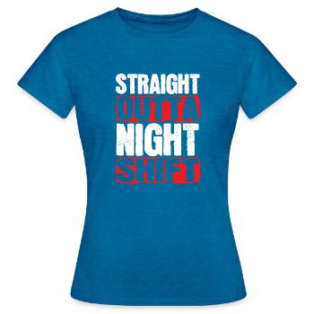 Infirmière de nuit - T-shirt Femme - bleu saphir antique chiné - Devant - AI Model Female 172 dark (172cm)