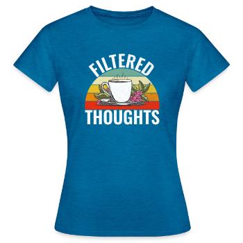 Coffee Gifts - Frauen T-Shirt - Antikblaues Saphir meliert - Vorne - AI Model Female 172 dark (172cm)