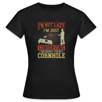 Corn Hole Player Bean Bags Frapper Trous Tenue - T-shirt Femme - noir - Devant - AI Model Female 172 dark (172cm)