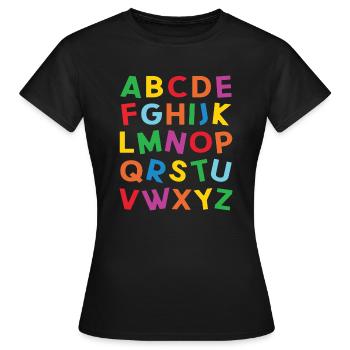 ABC lettres de l'alphabet colorées pour lecture - T-shirt Femme - noir - Devant - AI Model Female 172 dark (172cm)