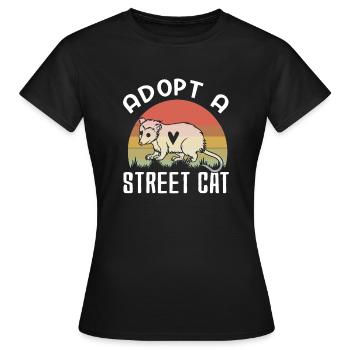 Adoptez un chat des rues drôle d’opossum Vintage - T-shirt Femme - noir - Devant - AI Model Female 172 dark (172cm)