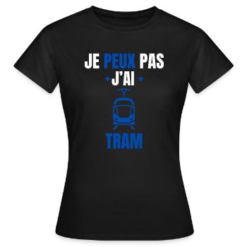 Ich kann nicht, ich habe keine Straßenbahn - Frauen T-Shirt - Schwarz - Vorne - AI Model Female 172 dark (172cm)