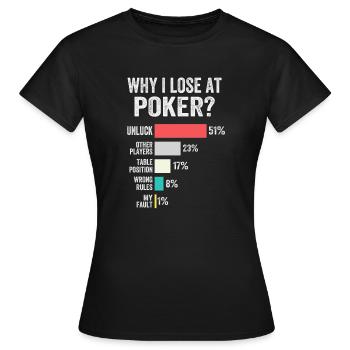 Poker Enthusiast Poker Chips Card Games - Women's T-Shirt - black - Front - AI Model Female 172 dark (172cm)