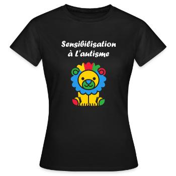 Animal Sensibilisation à l'autisme - T-shirt Femme - noir - Devant - AI Model Female 172 dark (172cm)