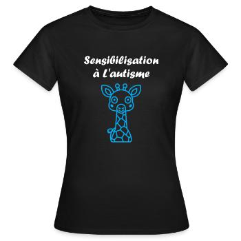 Animal Sensibilisation à l'autisme - T-shirt Femme - noir - Devant - AI Model Female 172 dark (172cm)