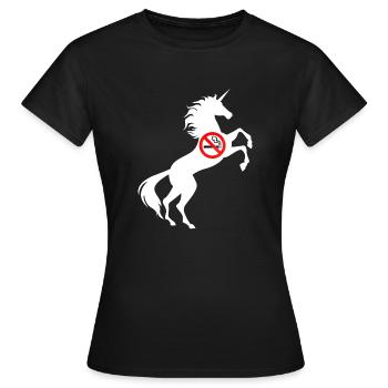 Einhorn Rauchverbot Symbol T-Shirt Rauchen verboten Wortspiel - Frauen T-Shirt - Schwarz - Vorne - AI Model Female 172 dark (172cm)