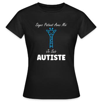 sensibilisation à l'autisme autiste - T-shirt Femme - noir - Devant - AI Model Female 172 dark (172cm)