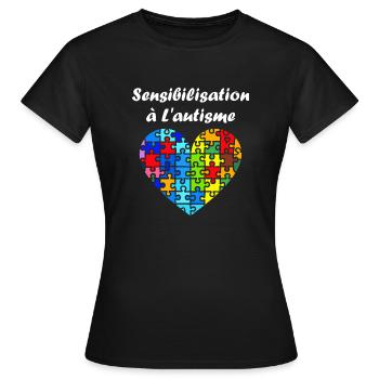 sensibilisation a l'autisme autiste - T-shirt Femme - noir - Devant - AI Model Female 172 dark (172cm)