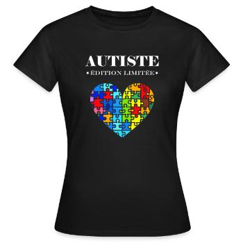 sensibilisation a l'autisme autiste - T-shirt Femme - noir - Devant - AI Model Female 172 dark (172cm)