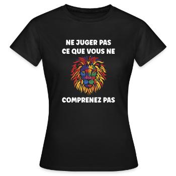 sensibilisation a l'autisme autiste - T-shirt Femme - noir - Devant - AI Model Female 172 dark (172cm)