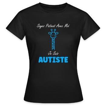 sensibilisation à l'autisme autiste - T-shirt Femme - noir - Devant - AI Model Female 172 dark (172cm)