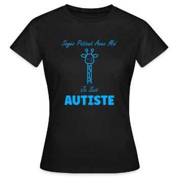 sensibilisation à l'autisme autiste - T-shirt Femme - noir - Devant - AI Model Female 172 dark (172cm)