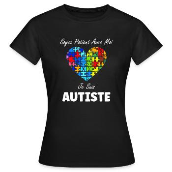 sensibilisation a l'autisme autiste - T-shirt Femme - noir - Devant - AI Model Female 172 dark (172cm)