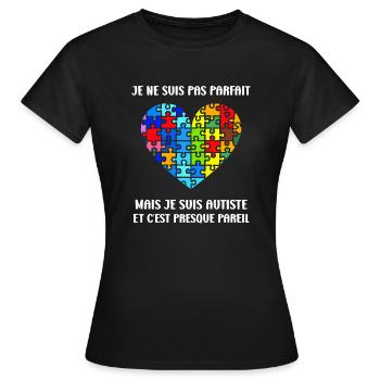 sensibilisation a l'autisme autiste - T-shirt Femme - noir - Devant - AI Model Female 172 dark (172cm)