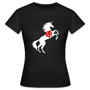 Licorne Anarchie Symbole T-Shirt Anarchisme Magique - T-shirt Femme - noir - Devant - AI Model Female 172 dark (172cm)