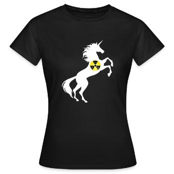 Einhorn Radioaktives Symbol Shirt Strahlung Einhorn - Frauen T-Shirt - Schwarz - Vorne - AI Model Female 172 dark (172cm)
