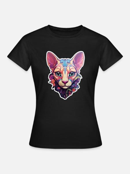 Sphynx-Katzenkopf - Frauen T-Shirt - Schwarz