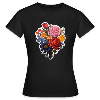 Blumenstrauß - Frauen T-Shirt - Schwarz - Vorne - AI Model Female 172 dark (172cm)