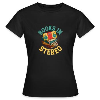 Romans à double canal : Découvrir les livres en stéréo - T-shirt Femme - noir - Devant - AI Model Female 172 dark (172cm)